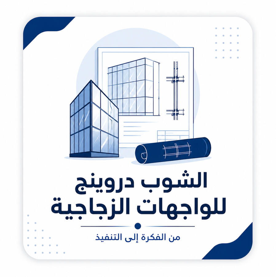كورس الشوب دروينج للواجهات الزجاجية | من الفكرة إلى التنفيذ يهدف هذا الكورس إلى تعليم إعداد رسومات الـ Shop Drawing للواجهات الزجاجية (Curtain Wall) بأسلوب عملي خطوة بخطوة، بداية من فهم مكونات الواجهة وأنظمة التقسيم، وصولًا إلى إعداد الرسومات التنفيذية والتفاصيل الفنية القابلة للتنفيذ والاعتماد. خلال الدورة سيتم ش